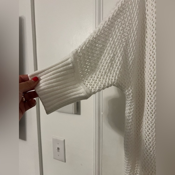 Maternity Pea In The Pod Cozy White Open-Knit Cardigan sz M with pockets (M125) - Picture 2 of 9